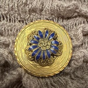 Vintage Gold and Blue Floral Brooch - Women Jewelry Brooches
